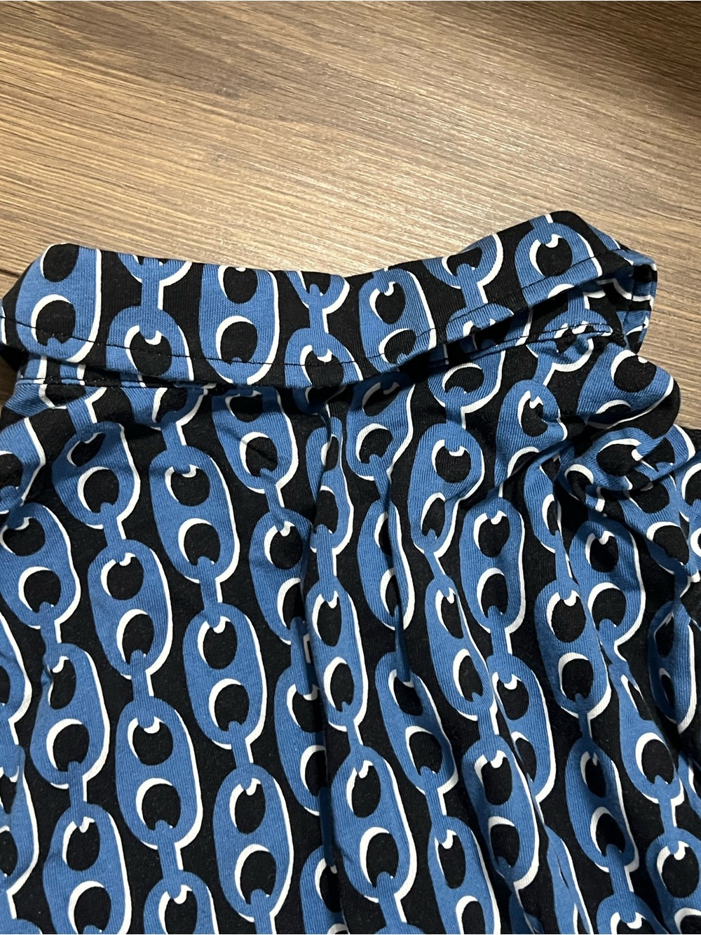 Boden Laura Jersey Midi Shirt Dress Blue Geo Chain Link US 4L / UK 8L - Picture 5 of 9